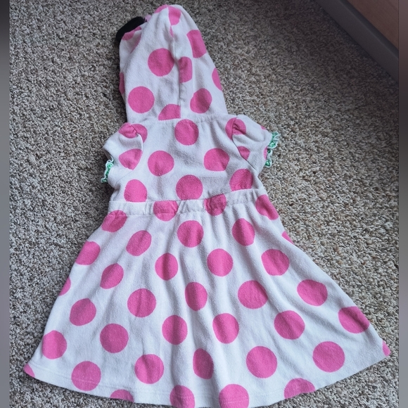 Disney Store Toddler Girls Bath Robe Minnie Mouse Hooded SS Polka Dot Size 2 - Picture 7 of 7